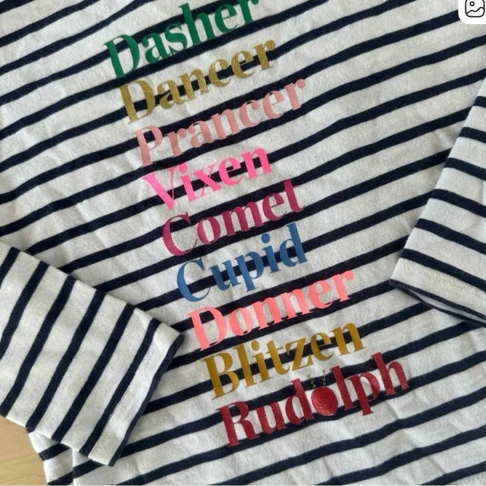 Mini Boden Striped Holiday Reindeer Tee | 4-5Y - Picture 3 of 5